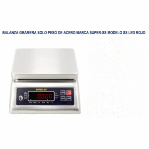 BALANZA GRAMERA SOLO PESO DE ACERO MARCA SUPER-SS MODELO SS LED ROJO